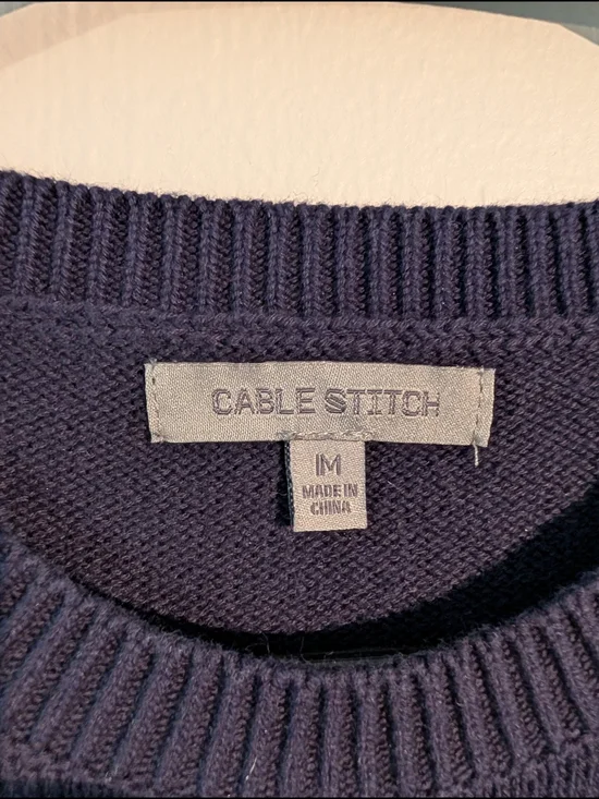 Cable Stitch Navy Knit Sweater - Picture 3 of 3